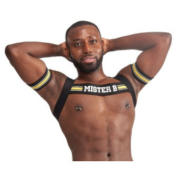 Mr B - Mister B Harnais élastique X-Back Noir-Jaune